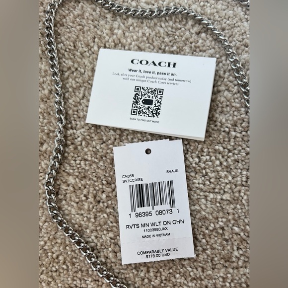 Coach Wallet Crossbody Pink Rivets Chain CN355 Pink Silver RVTS MN WLT ON CHN - Picture 3 of 8